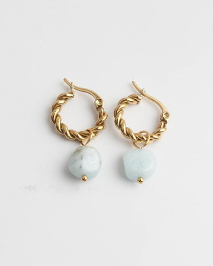 Louane Graceful Drop Stone Twisted Earrings