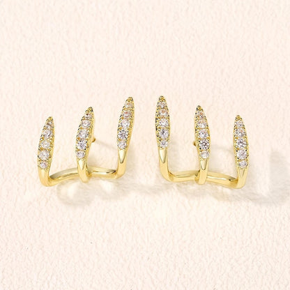 Elegant Rhinestone Three Claw Earrings