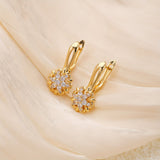 Classic Cubic Zirconia Flower Drop Earrings