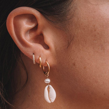 Cowrie Shell and Pearl Earrings