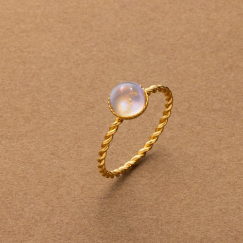 Gold Twisted Rope Moonstone Ring