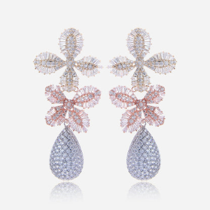 Crystal Blossom Drop Earrings