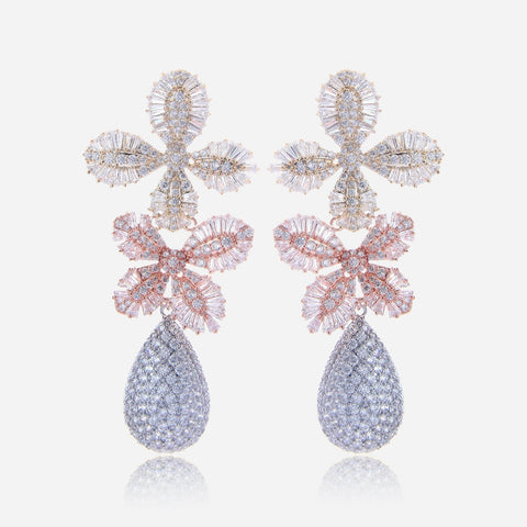 Crystal Blossom Drop Earrings