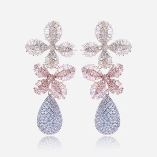 Crystal Blossom Drop Earrings