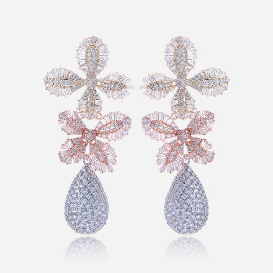 Crystal Blossom Drop Earrings