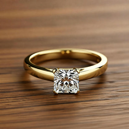 White Gold Square Crystal Ring