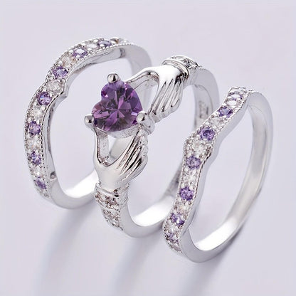Heart Claddagh Ring Set