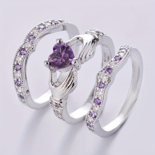 Heart Claddagh Ring Set