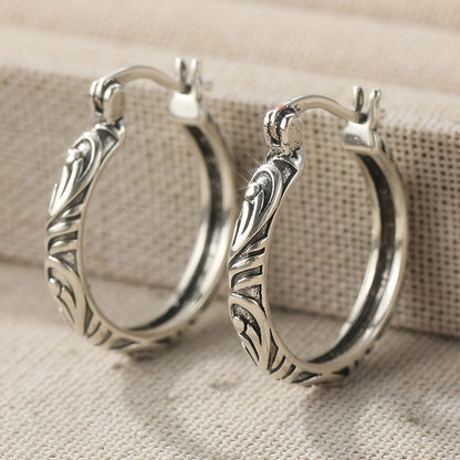 Vintage Hand Carved Textured Earrings