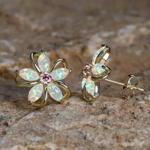 Dainty Opal Blossom Studs