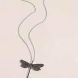 Vintage Dragonfly Pendant Moonstone Necklace