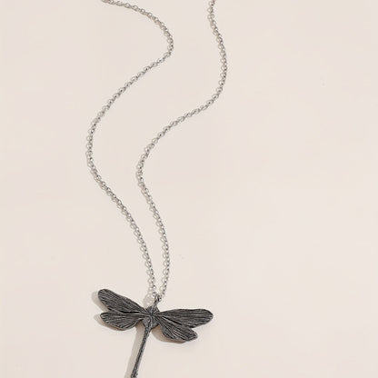 Vintage Dragonfly Pendant Moonstone Necklace