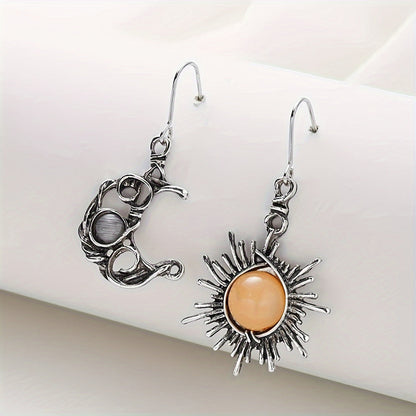 Sun and Moon Opal Earrings