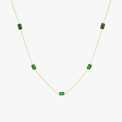 Gold Chain Green Stone Necklace