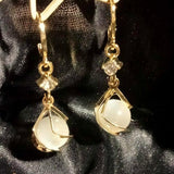 White Opal Dangle Earrings
