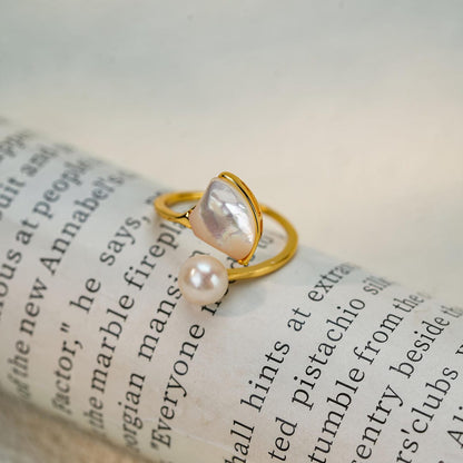 Open Duo Pearl Wrap Ring