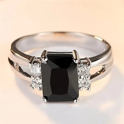 Radiant Square Black Zirconia Ring