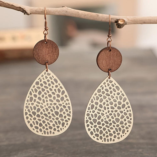 Lacy Teardrop Cutout Dangle Earrings