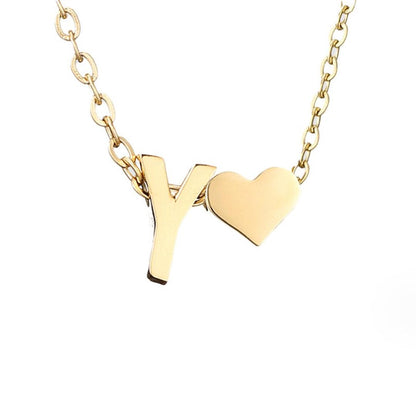 Personalized Gold Initial Heart Necklace