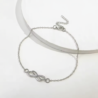 Delicate Infinity Charm Silver Anklet