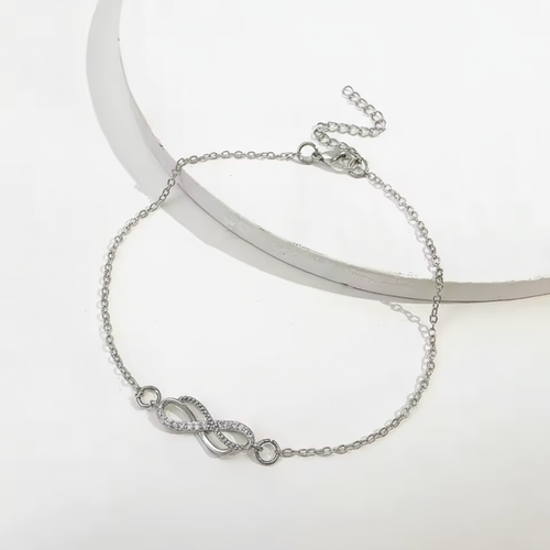 Delicate Infinity Charm Silver Anklet
