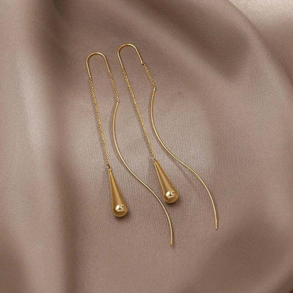 Teardrop Tassel Gold Earrings