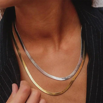 Timeless Herringbone Gold Necklace