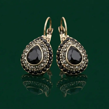 Vintage Gold Turquoise Gemstone Drop Earrings