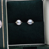 Vintage Silver Rose Moonstone Earrings