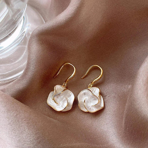 White Spiral Earrings