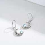 Celestial Silver Moonstone Crescent Earrings