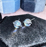 Vintage Silver Rose Moonstone Earrings