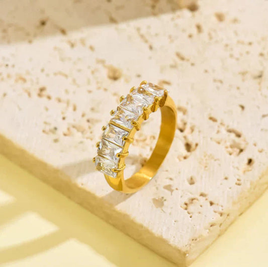 Radiant Baguette Channel Crystal Ring