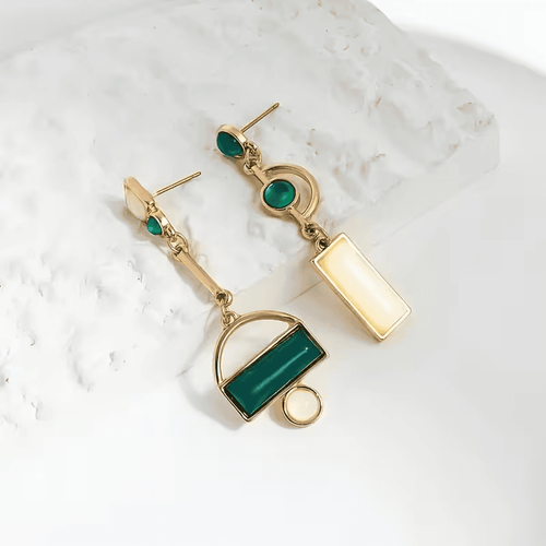 Emerald Geometry Statement Earrings