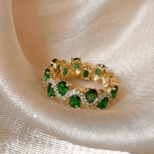 Royal Green Crystal Crown Ring