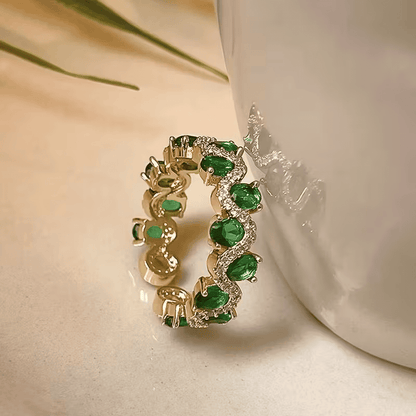 Royal Green Crystal Crown Ring