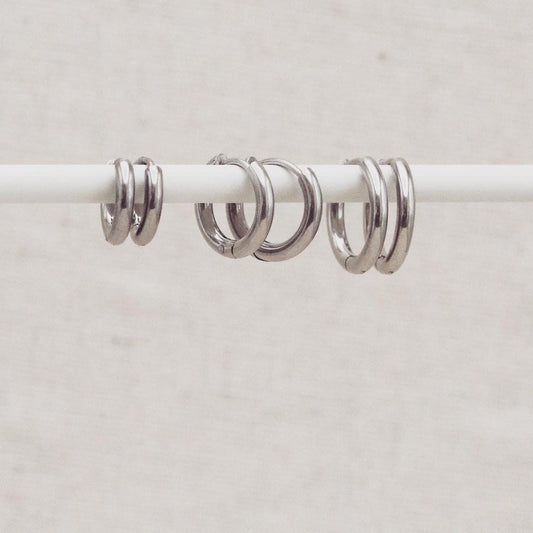 Set of 3 Pairs Silver Classic Rounded Hoops