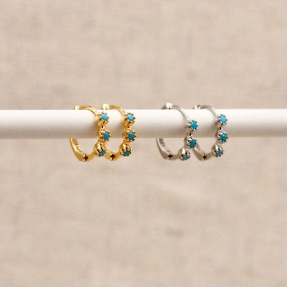 Mini Turquoise Hoops Gold or Silver
