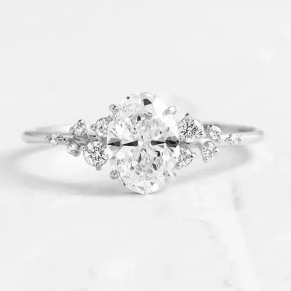 Oval Solitaire Crystal Accent Ring
