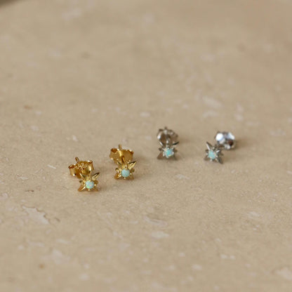 Gold or Silver Opal Starburst Studs