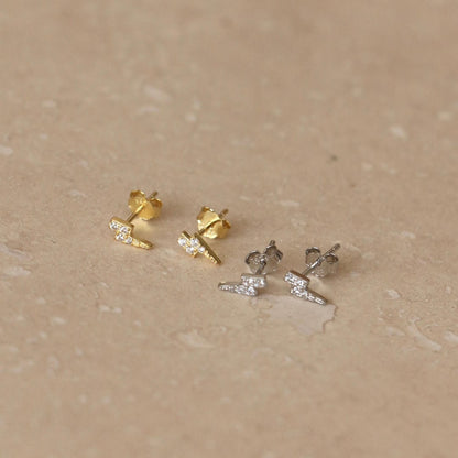 Micro Lightning Bolt Stud Earrings