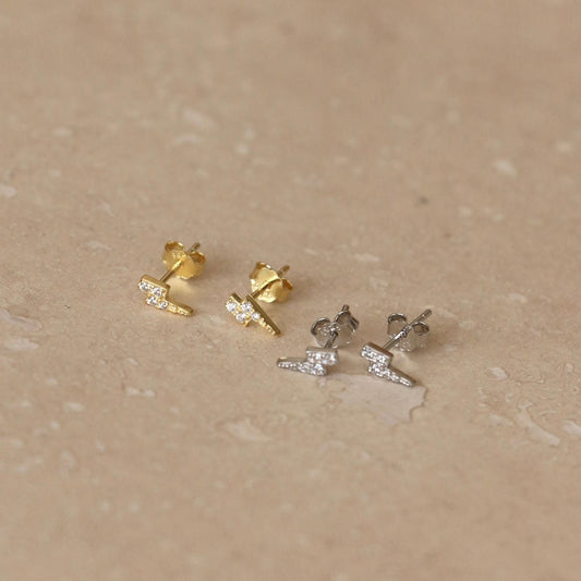 Micro Lightning Bolt Stud Earrings