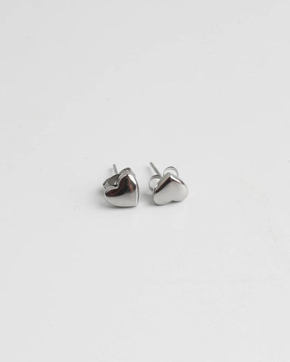 Solid Heart Polished Stud Earrings