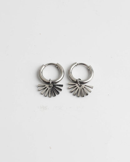 Fan Dangle Hoop Earrings