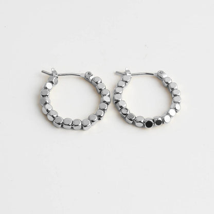 Cube Beaded Huggie Hoop Earrings
