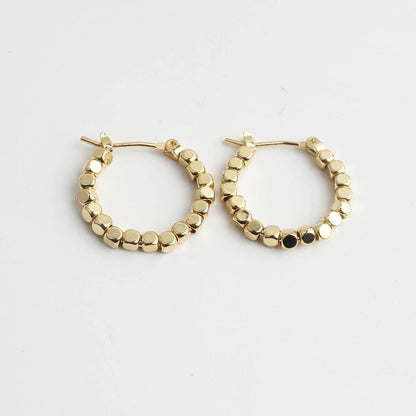 Cube Beaded Huggie Hoop Earrings