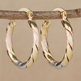 Vintage Round Hoop Gold Silver and Rose Earrings