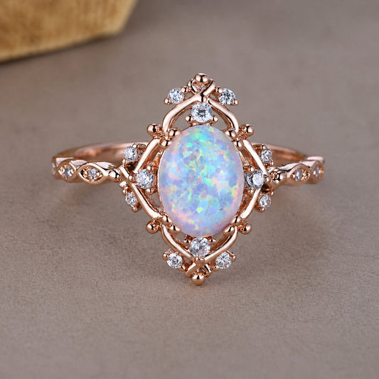 Opal Blossom Rose Ring