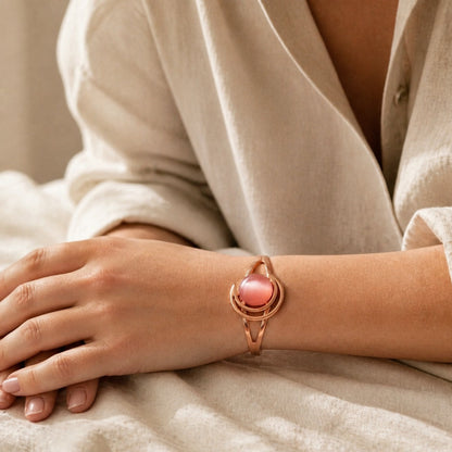 Eternal Pink Sphere Copper Bracelet