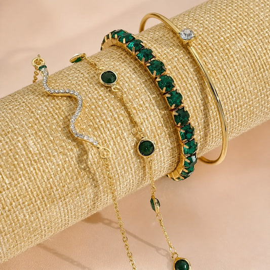 Vintage Emerald Bracelet Set